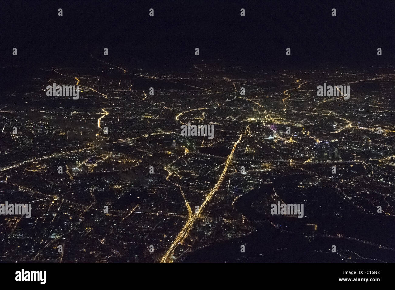 Nuit de l'avion Moscou . Banque D'Images