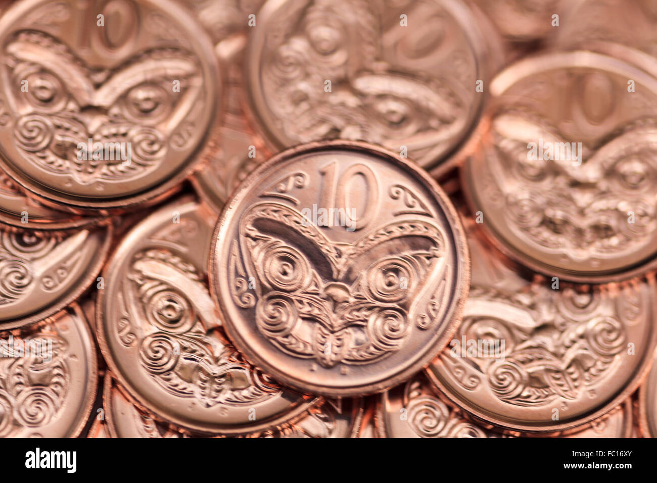 L'argent de la Nouvelle-Zélande, 10 cent(ime)s Banque D'Images