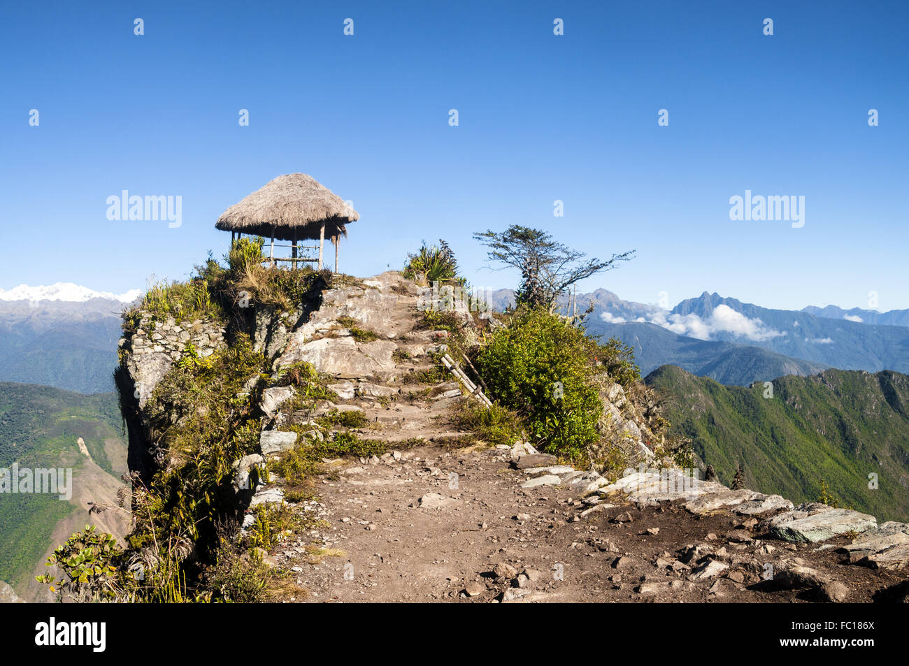 Au-dessus de Machu Picchu Pavillion Mountain Peak Banque D'Images