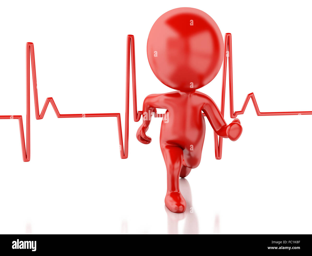 Les gens d'exécution 3d avec heartbeat. Concept médical Banque D'Images