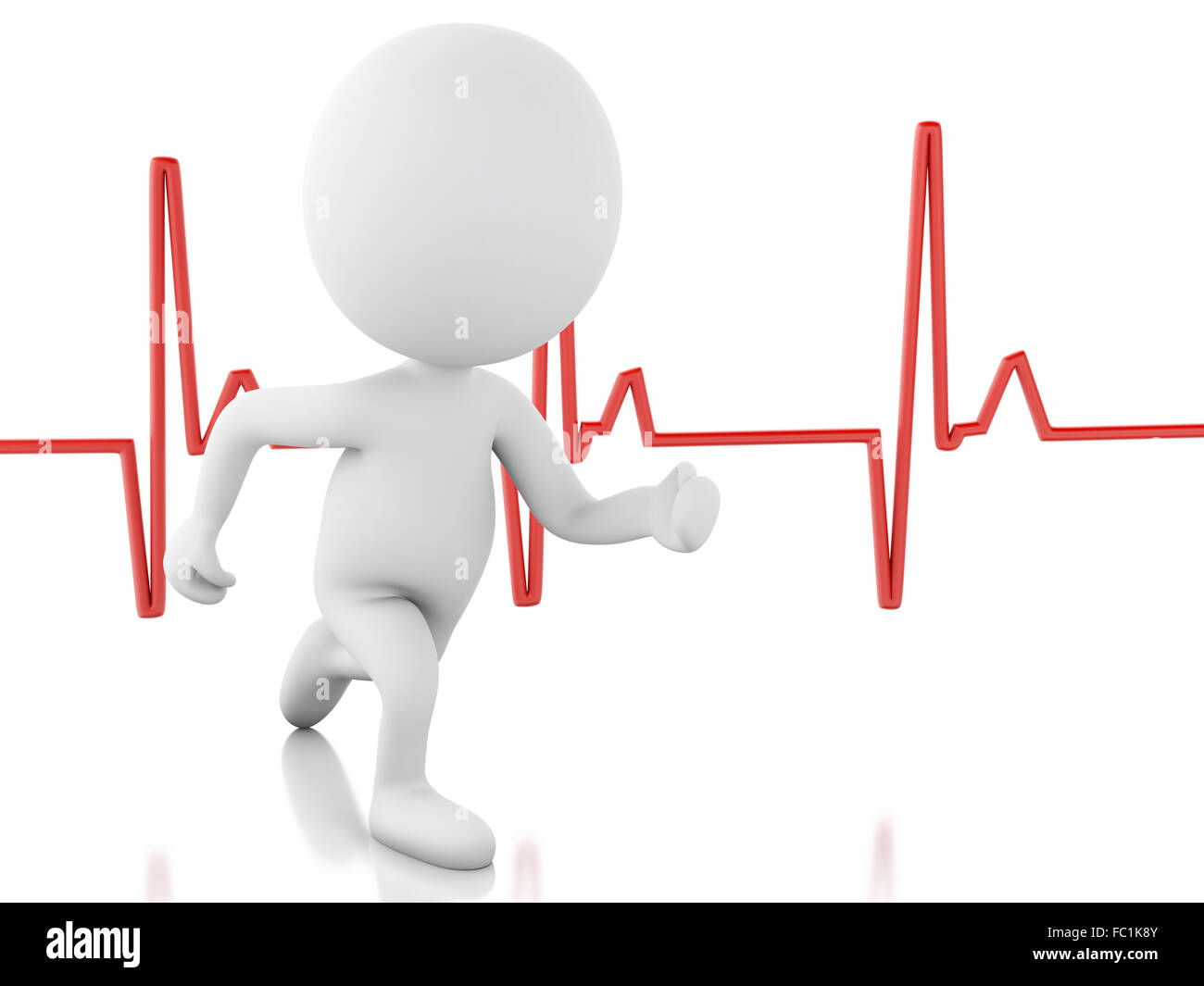 Les gens d'exécution 3d avec heartbeat. Concept médical Banque D'Images