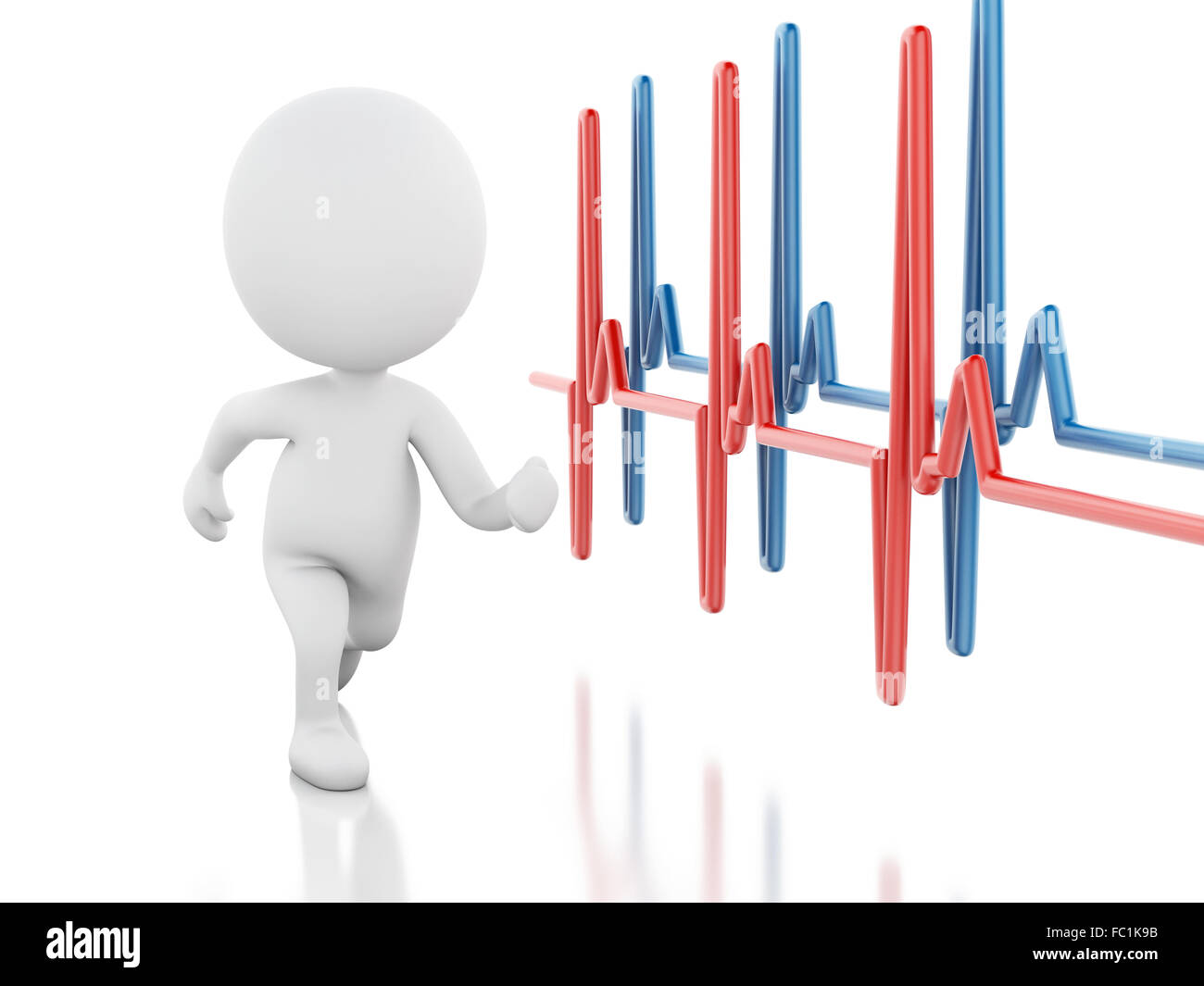 Les gens d'exécution 3d avec heartbeat. Concept médical Banque D'Images