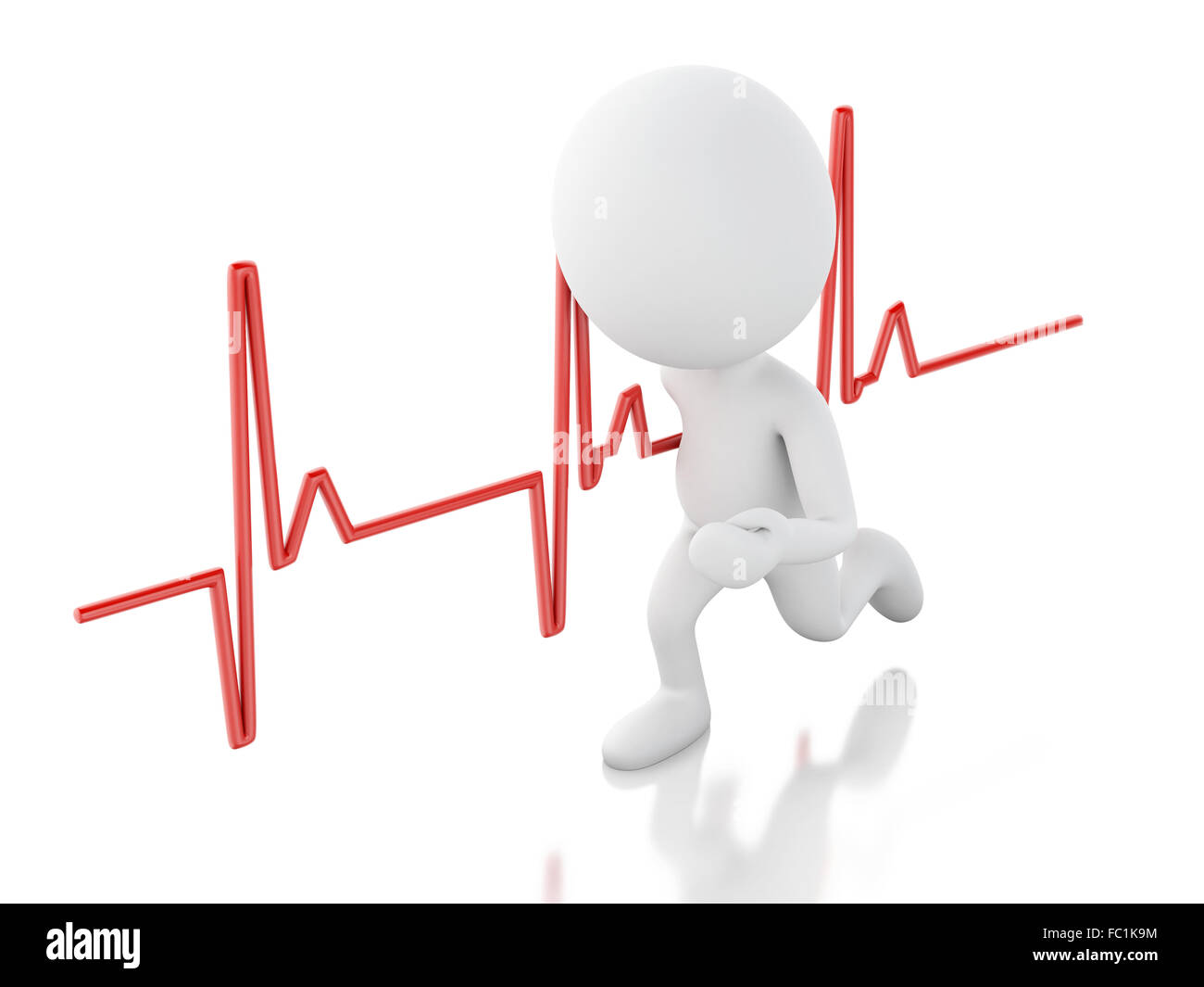 Les gens d'exécution 3d avec heartbeat. Concept médical Banque D'Images