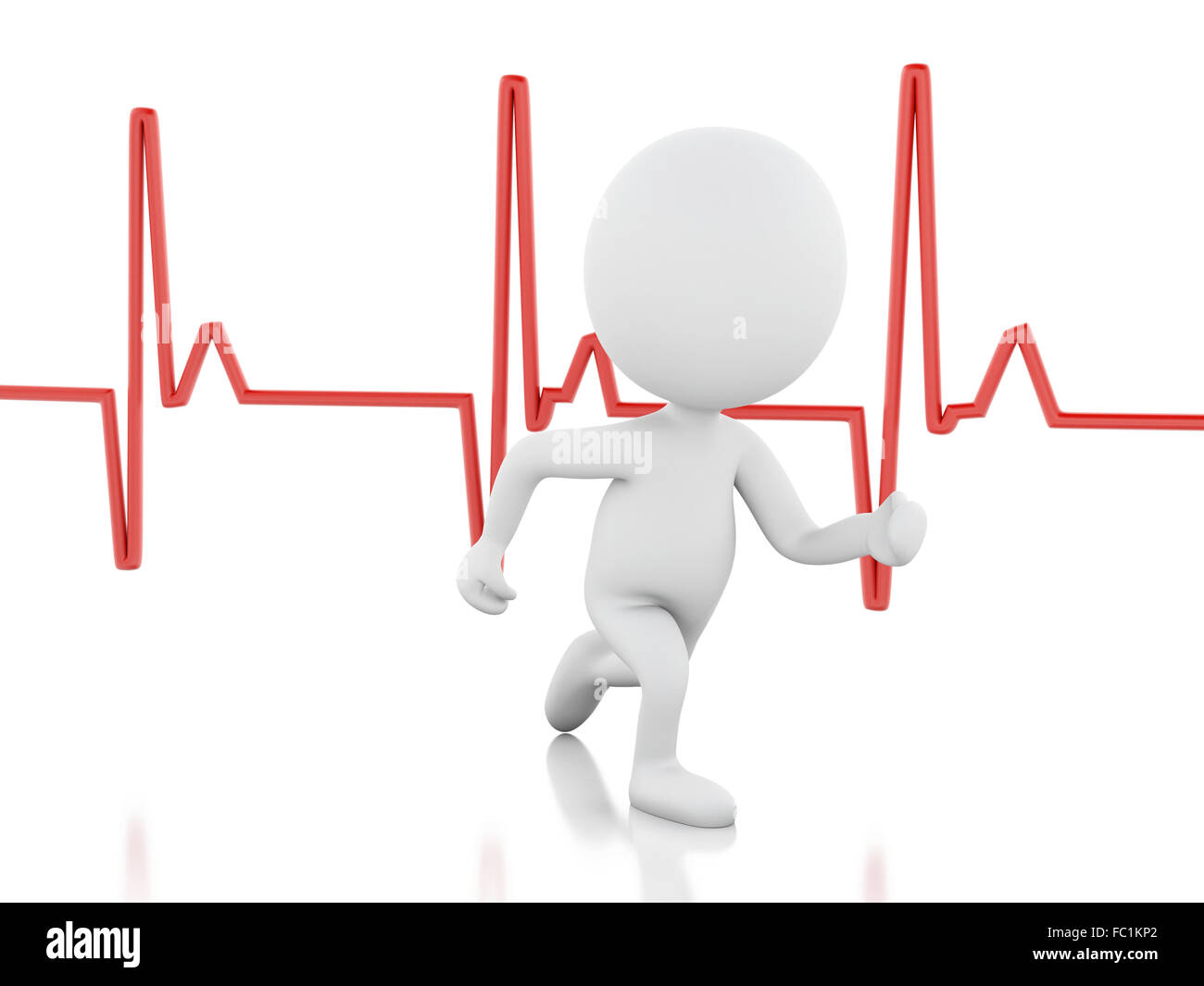 Les gens d'exécution 3d avec heartbeat. Concept médical Banque D'Images