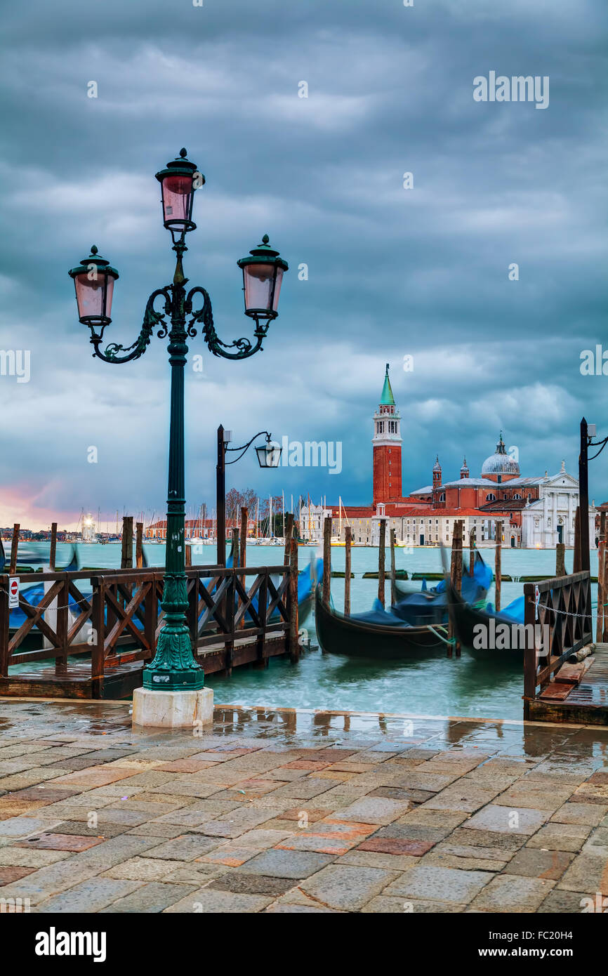 Basilique San Giorgio Maggiore à Venise, Italie au lever du soleil Banque D'Images