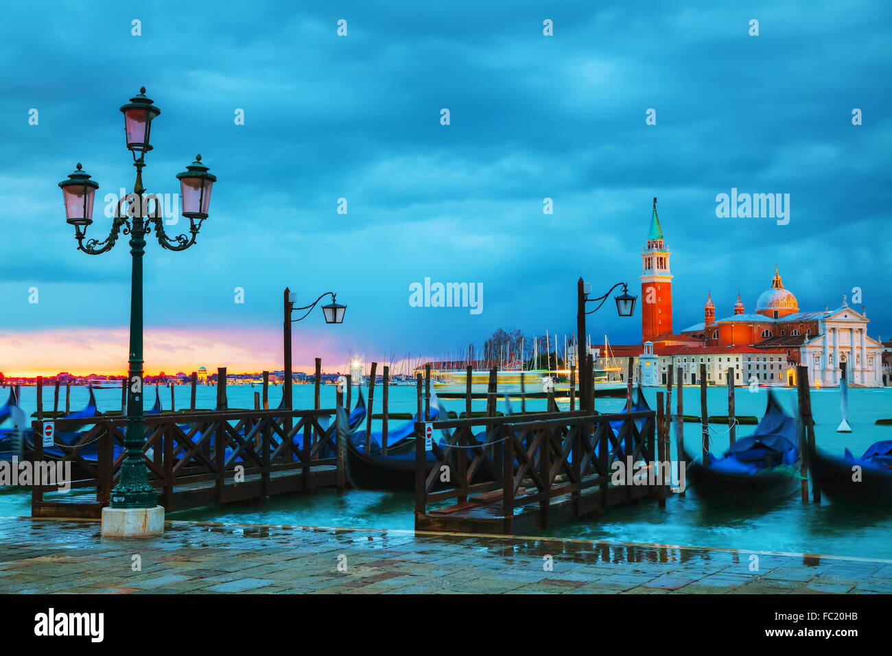 Basilique San Giorgio Maggiore à Venise, Italie au lever du soleil Banque D'Images