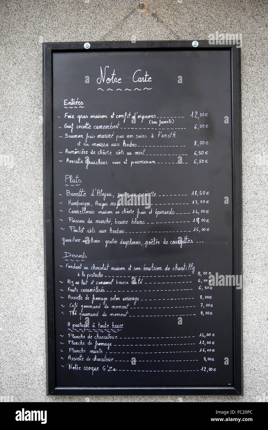 Restaurant. Menu. Banque D'Images