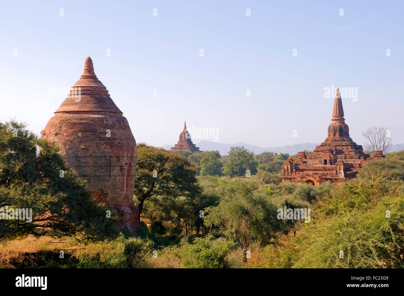 Paysage et temples de Bagan, Myanmar Banque D'Images