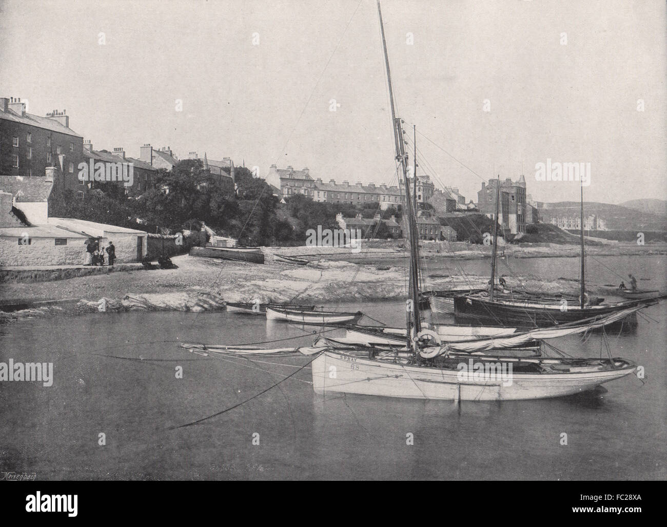 PORT ST. Marie. La ville et le port. L'île de Man, ancien 1895 Banque D'Images