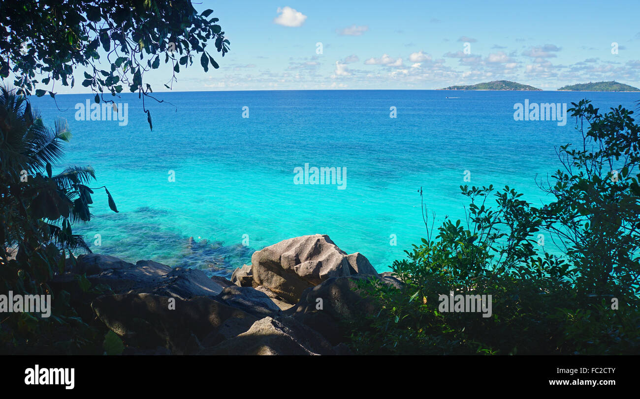 Côte de l'île de la digue sur les seychelles Banque D'Images