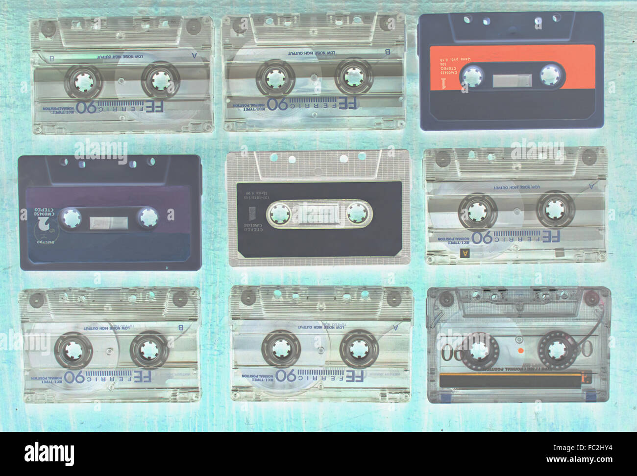 Des bandes audio dans le négatif Banque D'Images