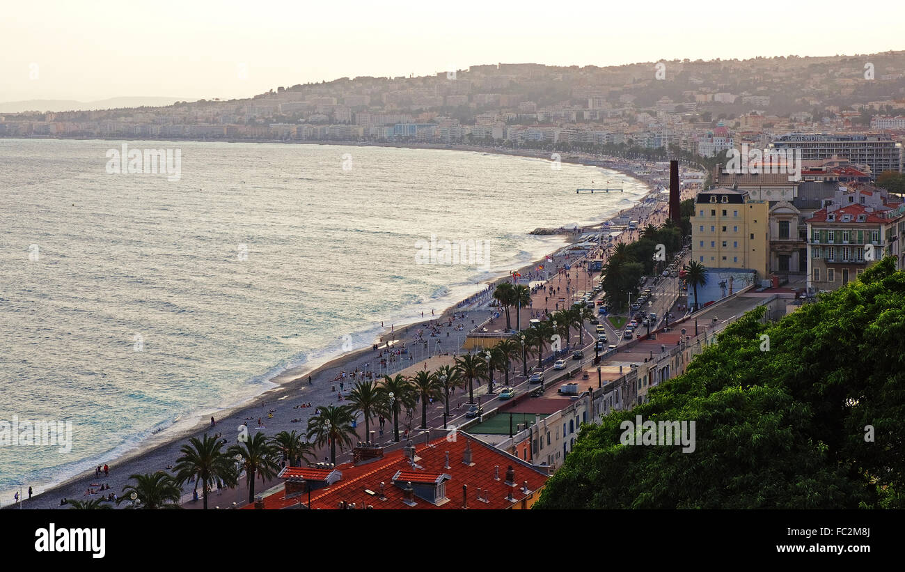 Vue sur la Baie des Anges à Nice Banque D'Images