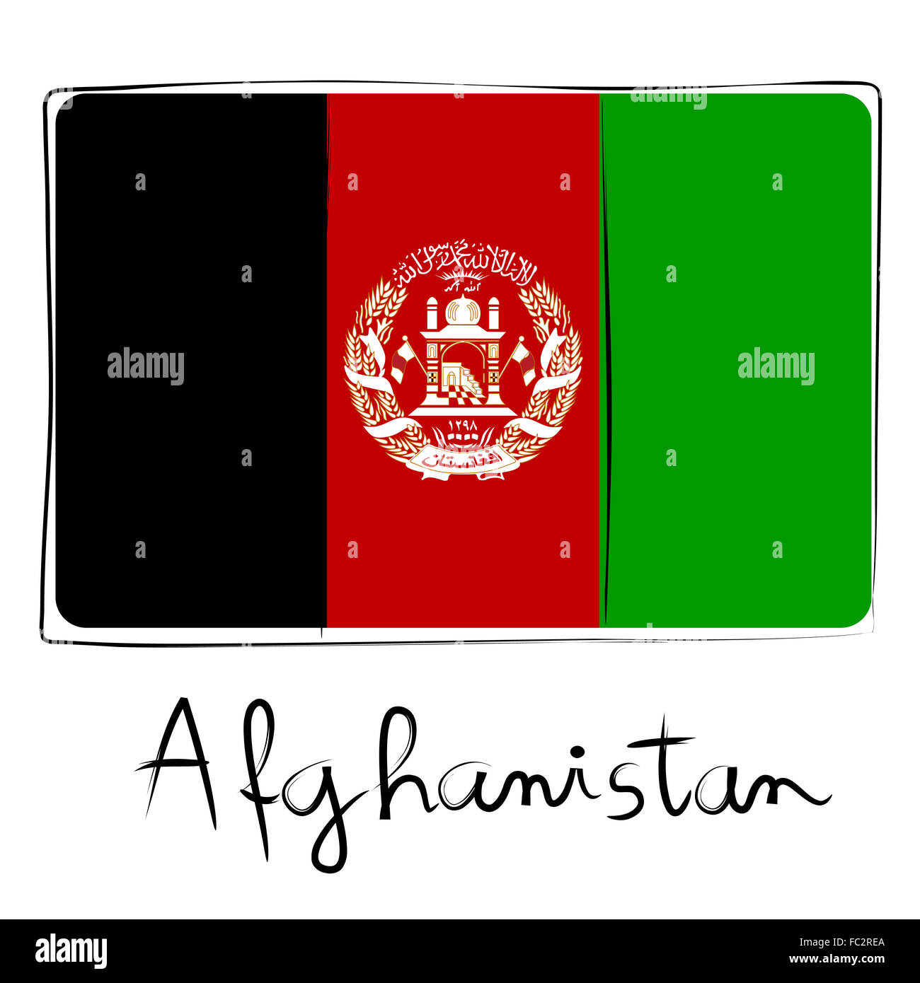 Drapeau Afganistan doodle Banque D'Images
