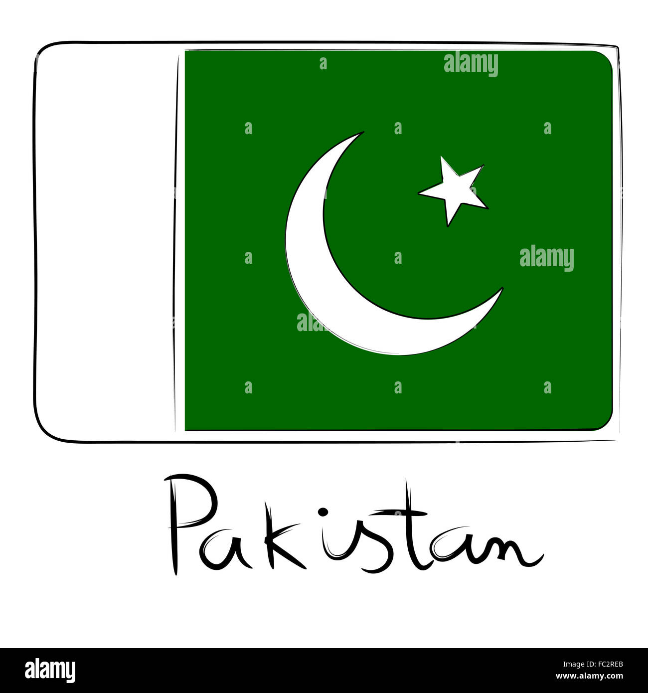 Doodle drapeau Pakistan Banque D'Images