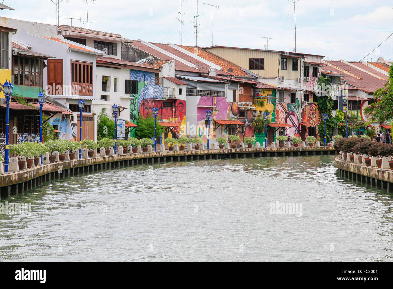 L'art de rue le long de la rivière Malacca, Malacca, Malaisie. Banque D'Images