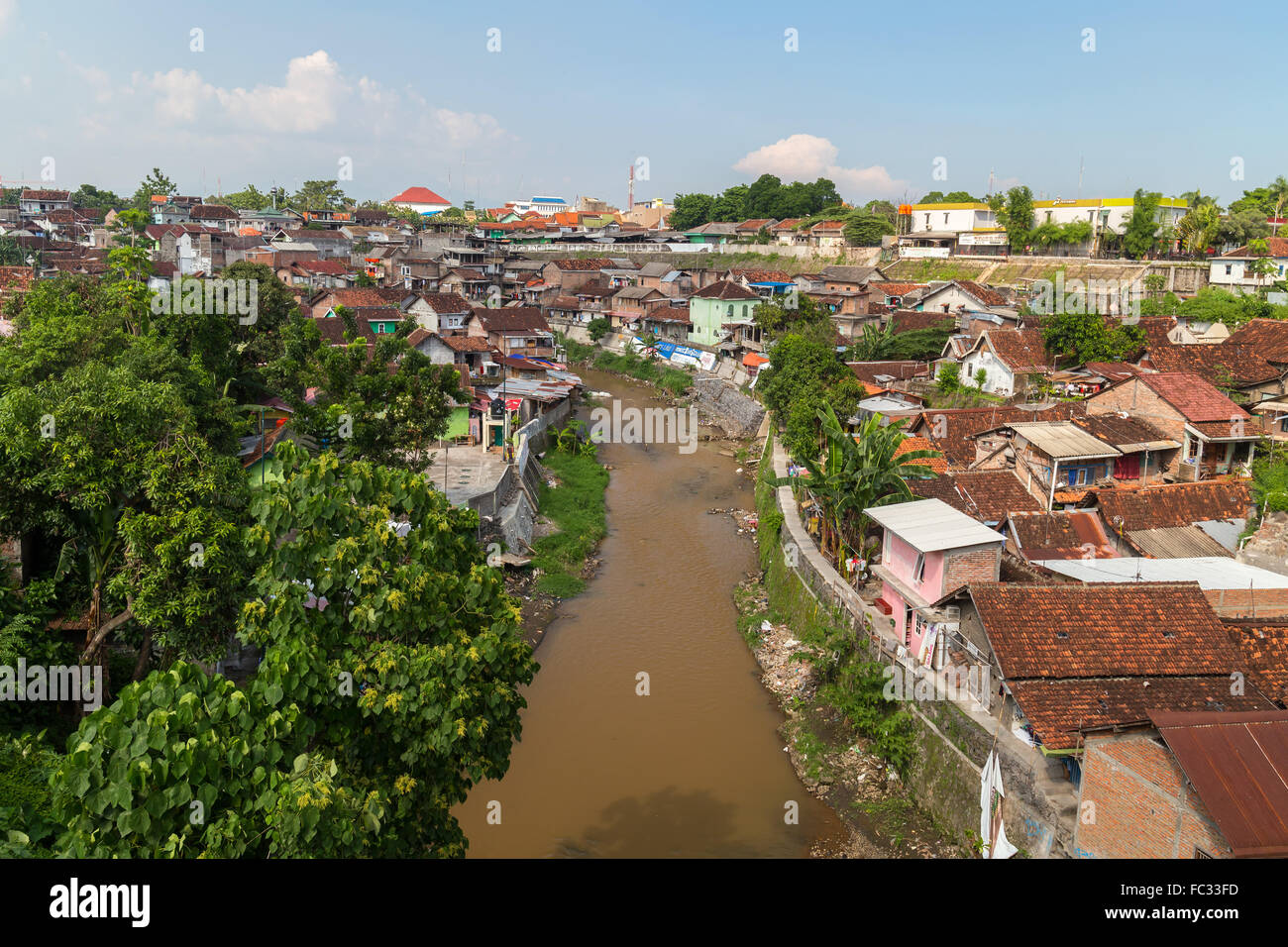 L'Indonesian riverside bidonvilles de Yogyakarta, Indonésie. Banque D'Images