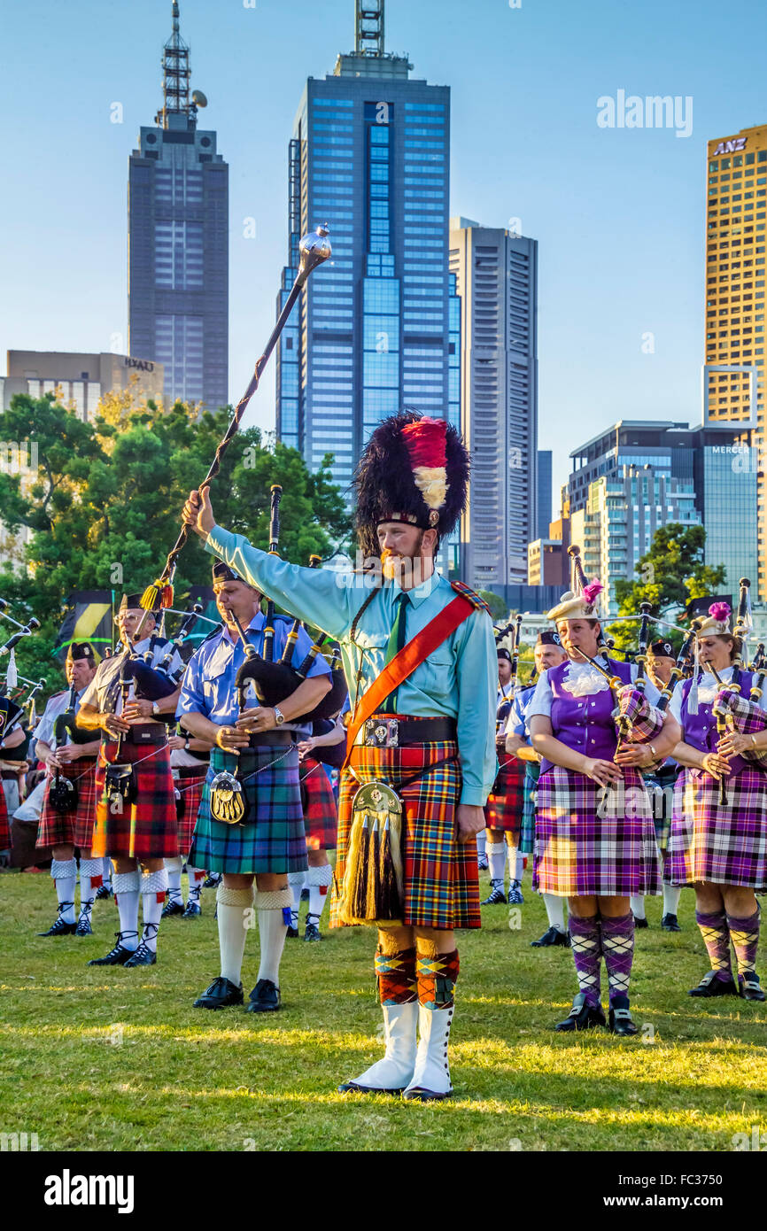 Scottish Pipe Band Festival à Melbourne, Australie Banque D'Images
