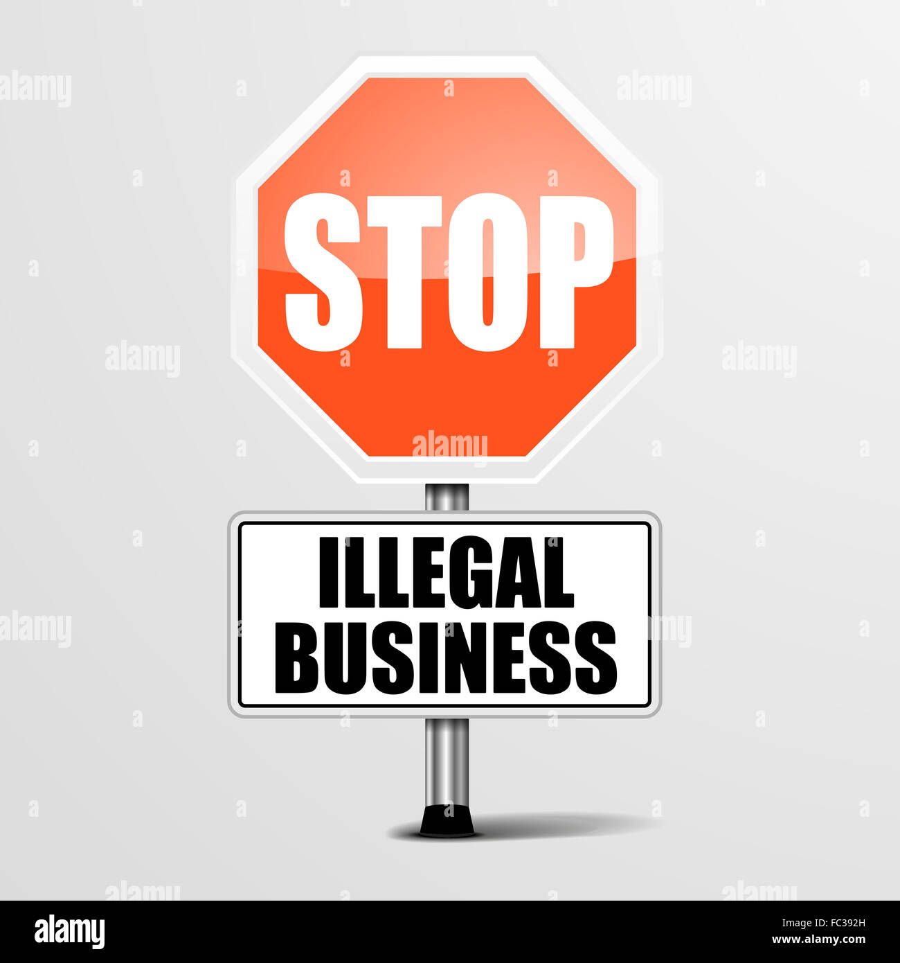 Arrêter les activités commerciales illégales Banque D'Images