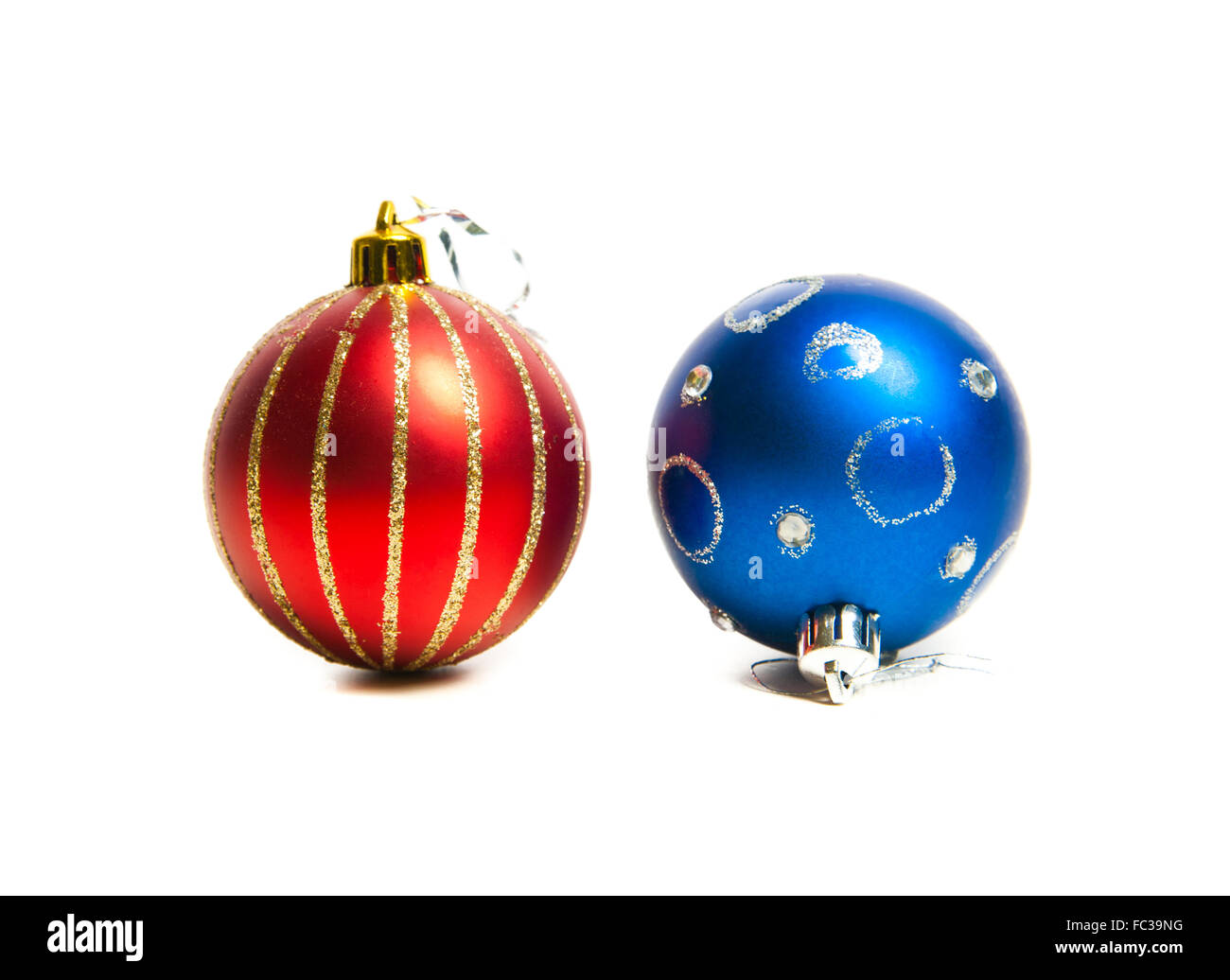 Les jouets de Noël rouge et bleu Banque D'Images