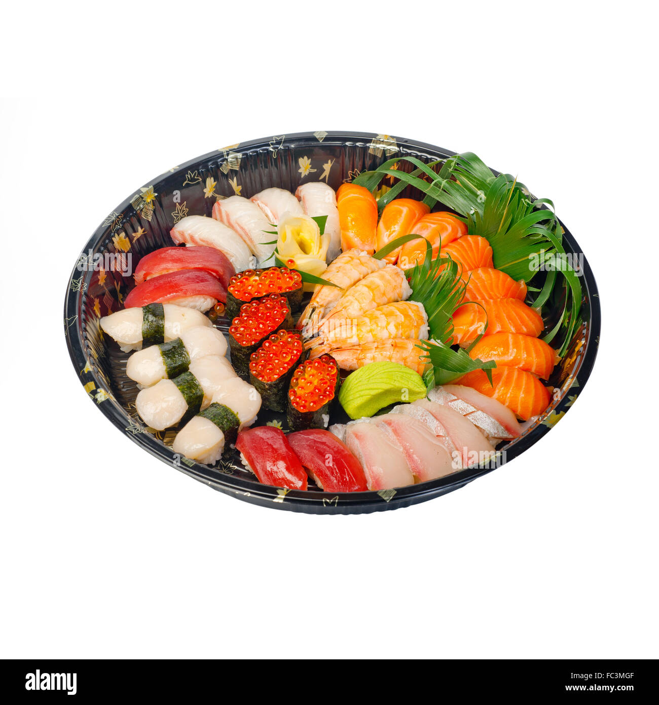 Plats à emporter, Sushi express sur le plateau en plastique Banque D'Images