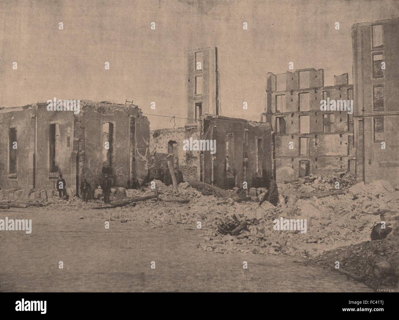 COMMUNE DE PARIS 1871. Docks de la Villette, antique print c1873 ( Banque D'Images