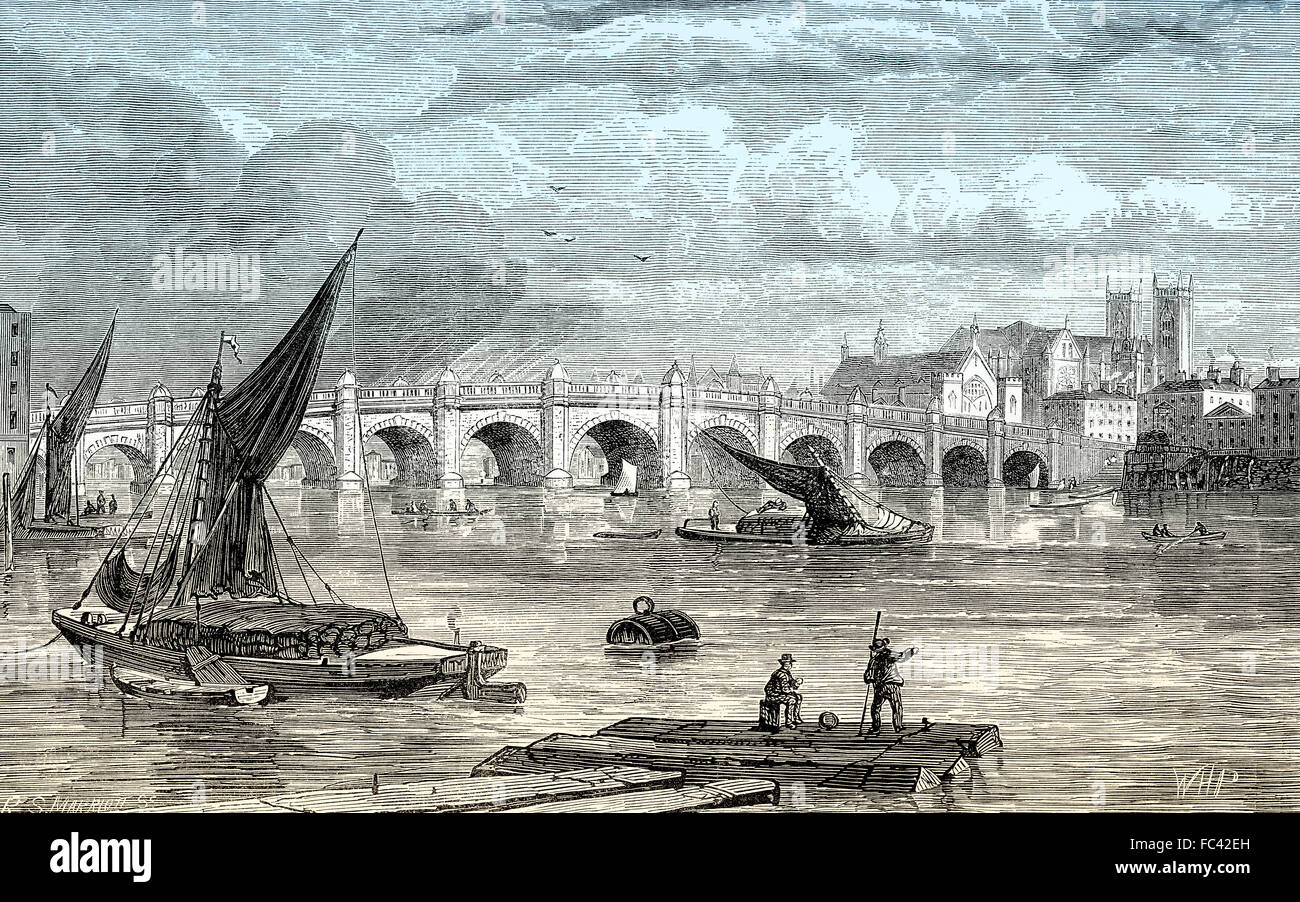 Westminster Bridge, pont sur la Tamise, 1754, Londres, Angleterre Banque D'Images