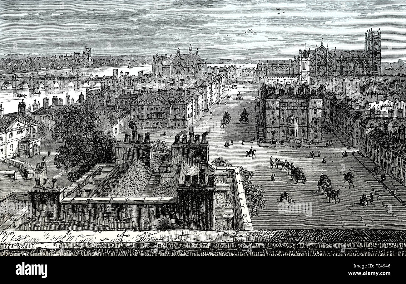 Westminster, du toit de Whitehall, 18e siècle, Londres, Angleterre Banque D'Images