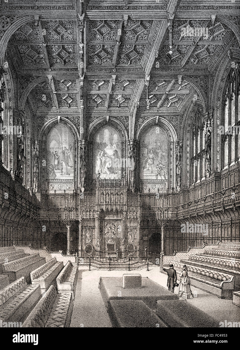 La Chambre des Lords, 19e siècle, Londres, Angleterre Banque D'Images