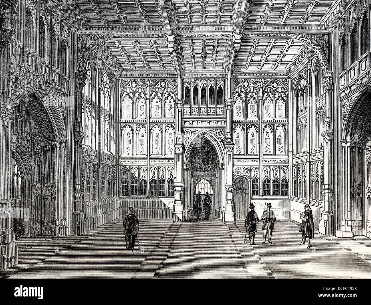 Le hall de la Chambre des communes, 19e siècle, Londres, Angleterre Banque D'Images