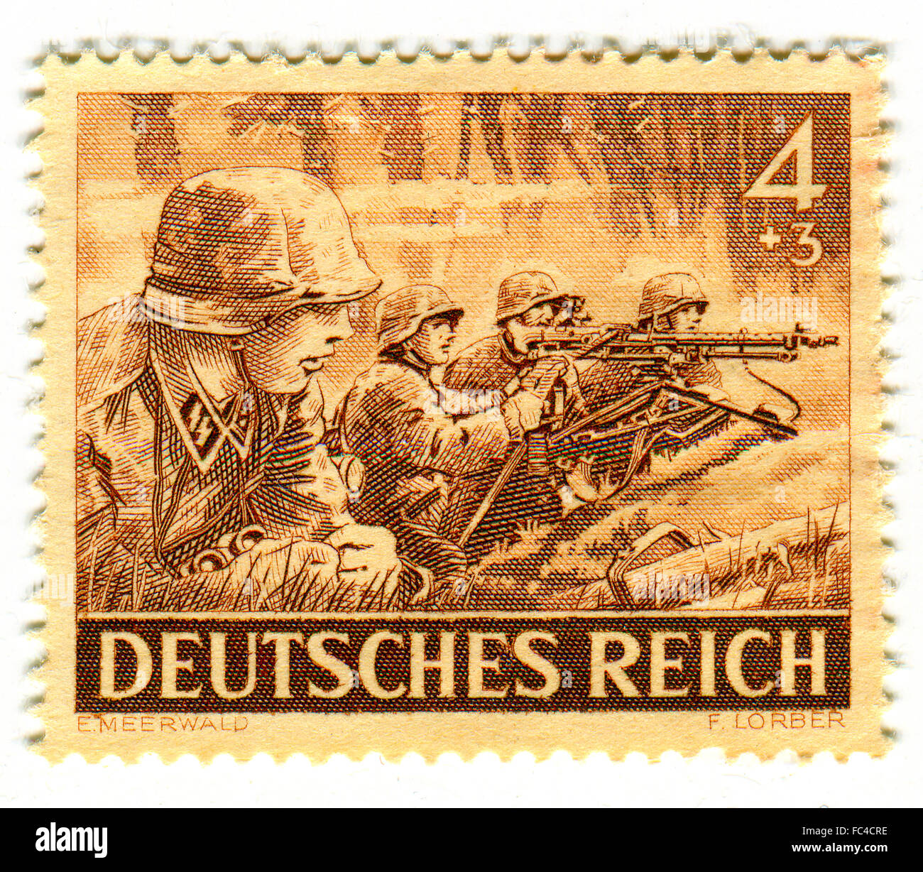 GOMEL BELARUS,- Janvier 2016 : timbre imprimé en Allemagne montre l'image de soldats allemands, vers 1943. Banque D'Images