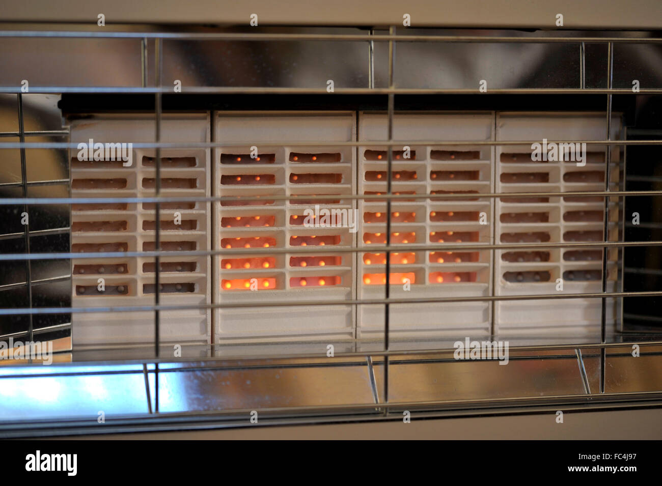 Feu au gaz Chauffage. Banque D'Images