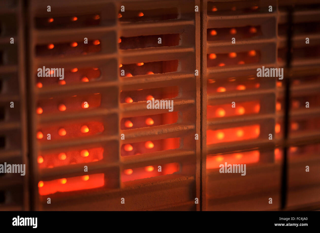 Feu au gaz Chauffage. Banque D'Images