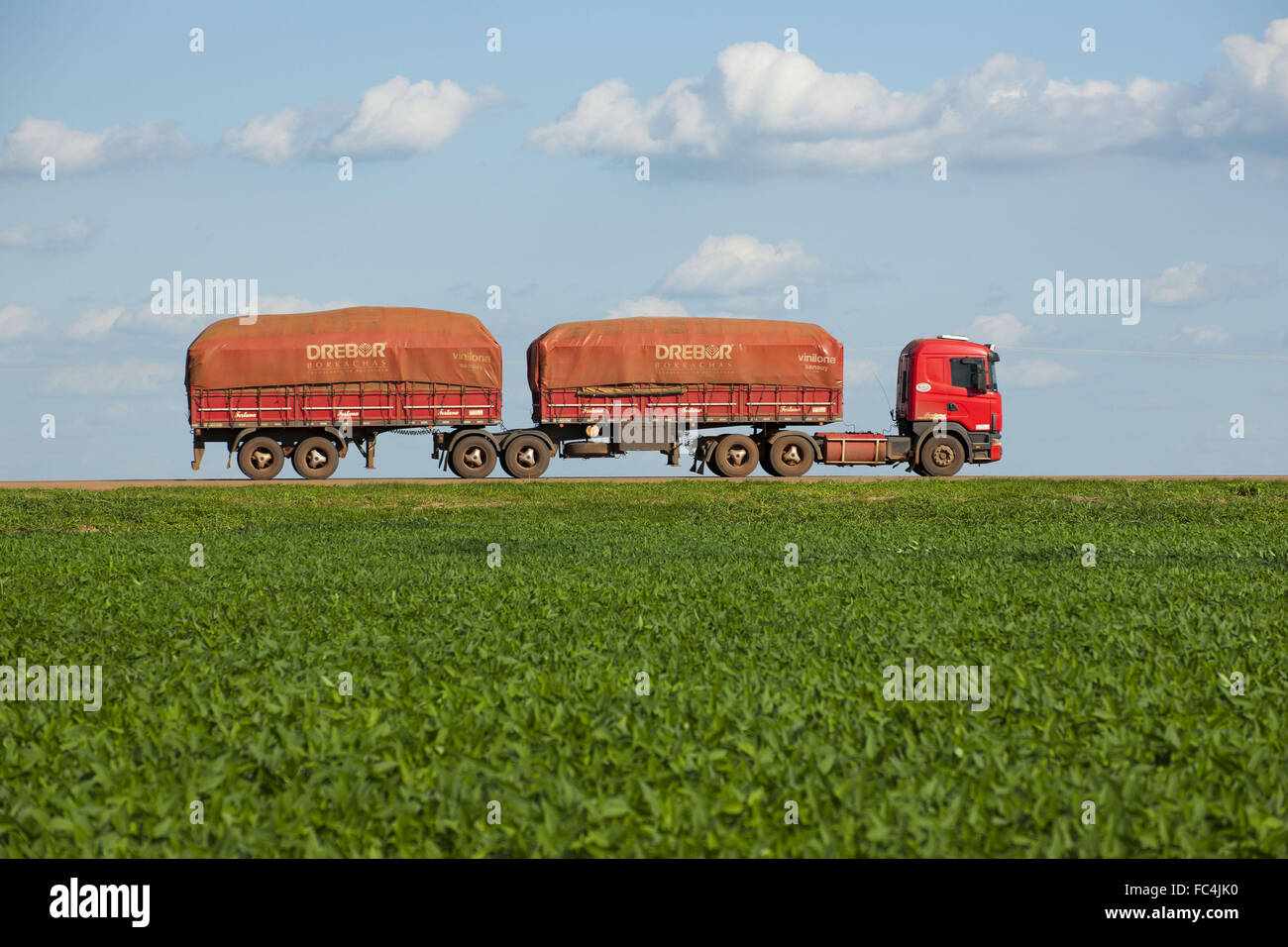 Camion à grain voyageant sur US-153 au moment de l'administration locale Rondonopolis Banque D'Images