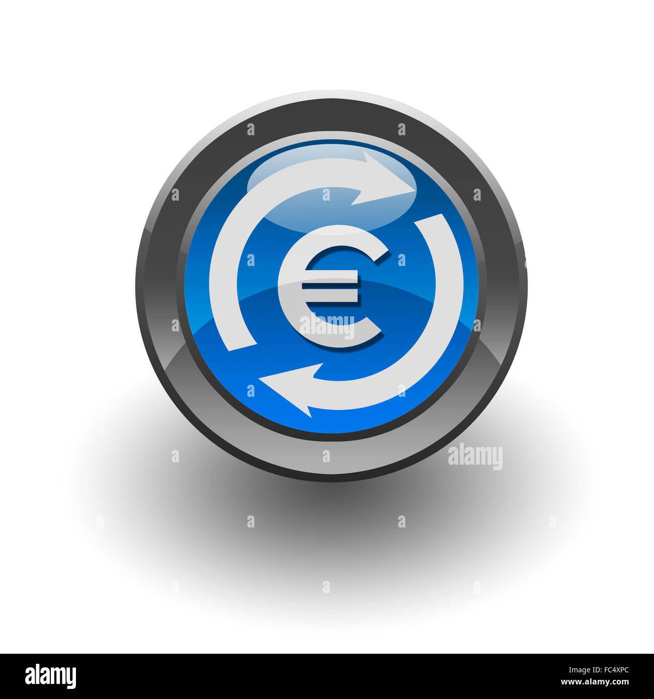 Cercle de couleur bouton avec symboles de devises à l'intérieur Banque D'Images