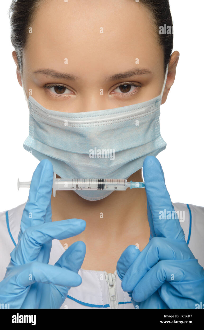 Portrait d'un médecin avec seringue Banque D'Images