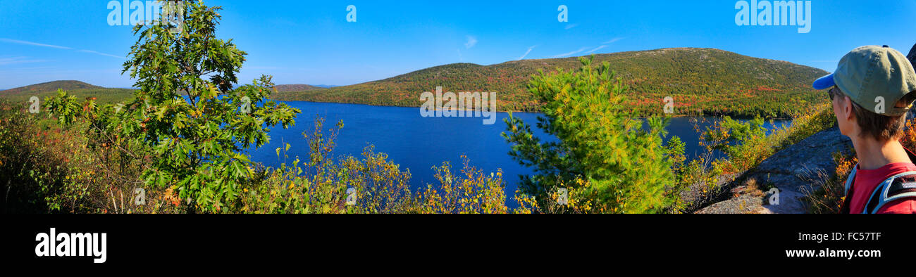 Sur Conner Nubble, Eagle Lake, l'Acadia National Park, Maine, USA Banque D'Images