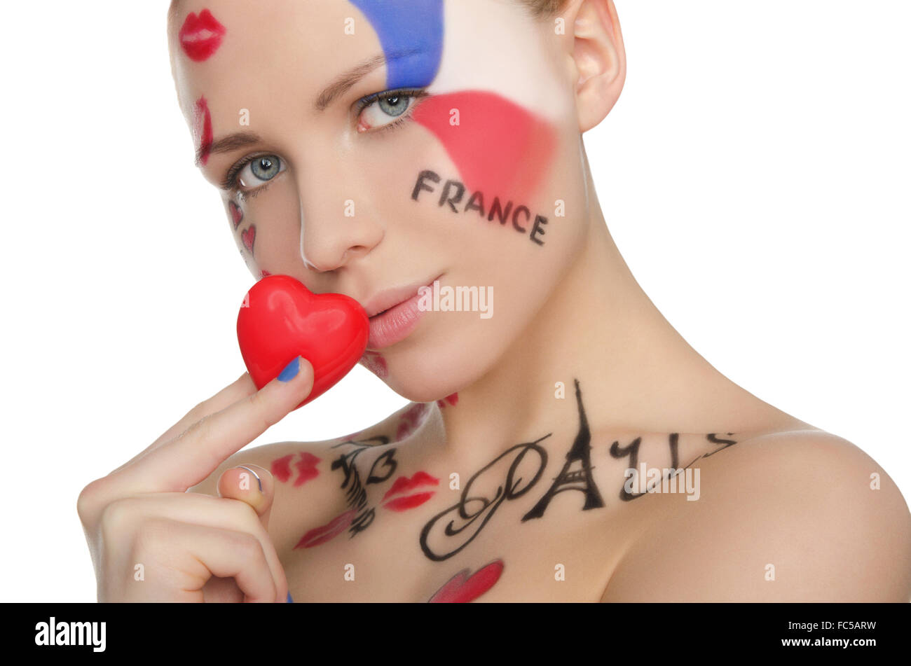 Portrait de femme de charme à thème Français Banque D'Images