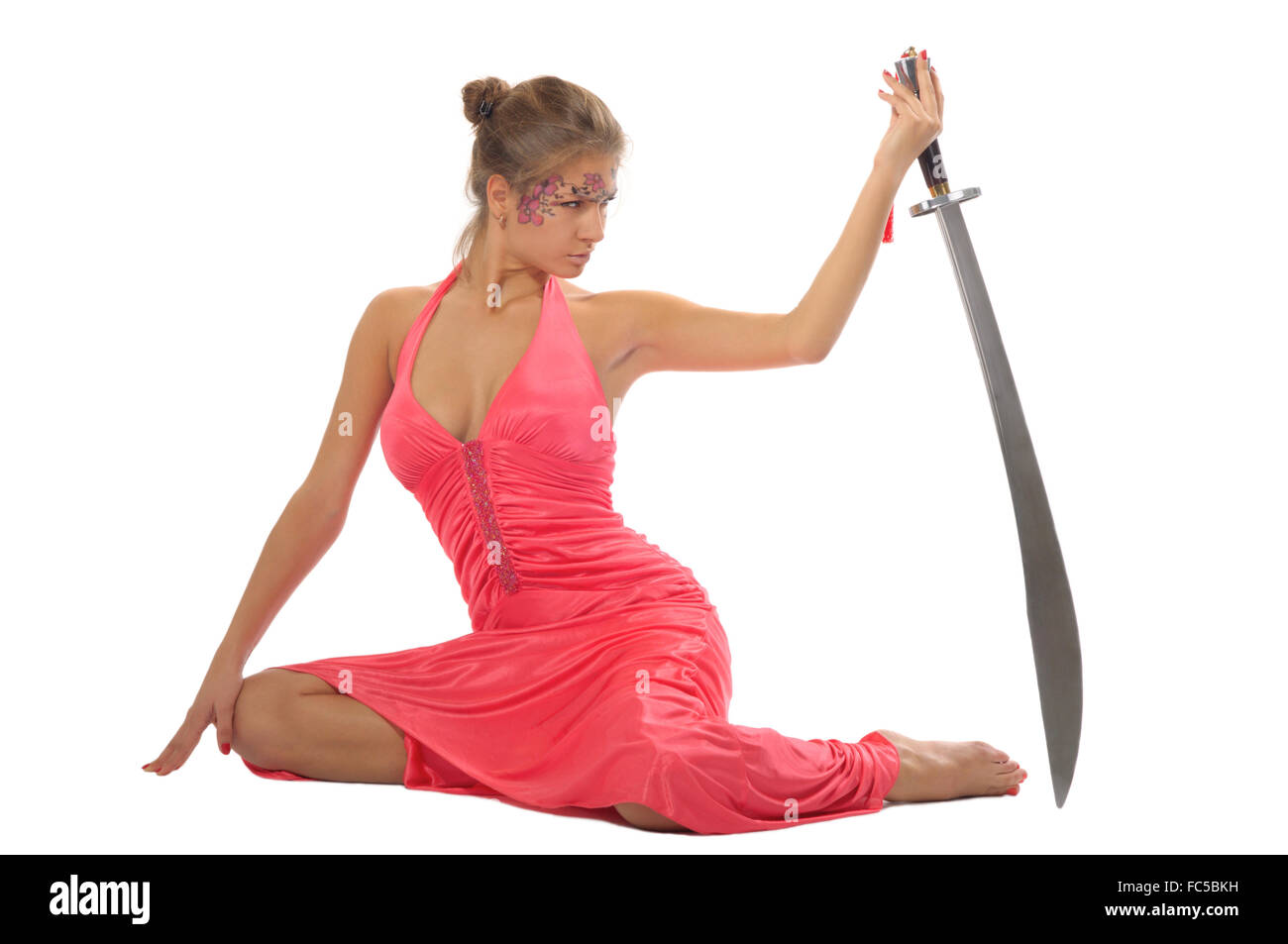 Belle jeune femme à l'épée Banque D'Images