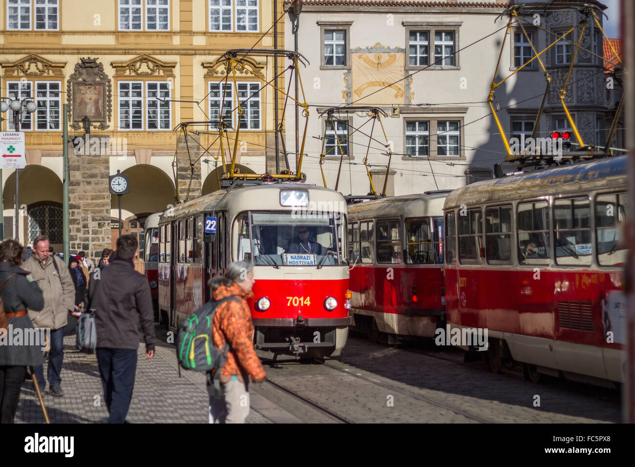 Tramway Nostalgique à Prague Banque D'Images