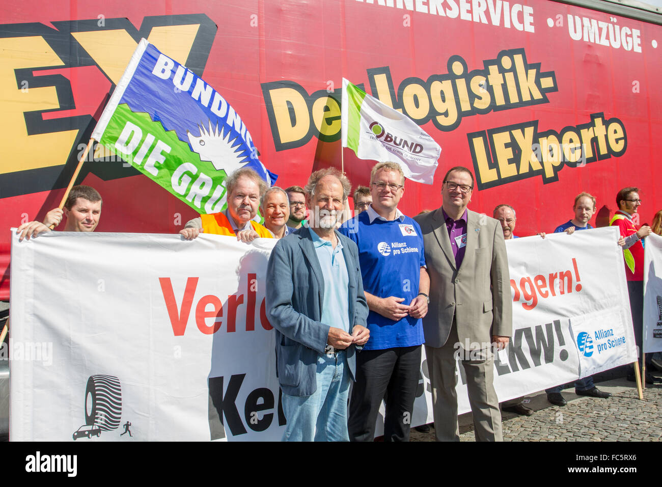 Manif contre mega trucks Banque D'Images