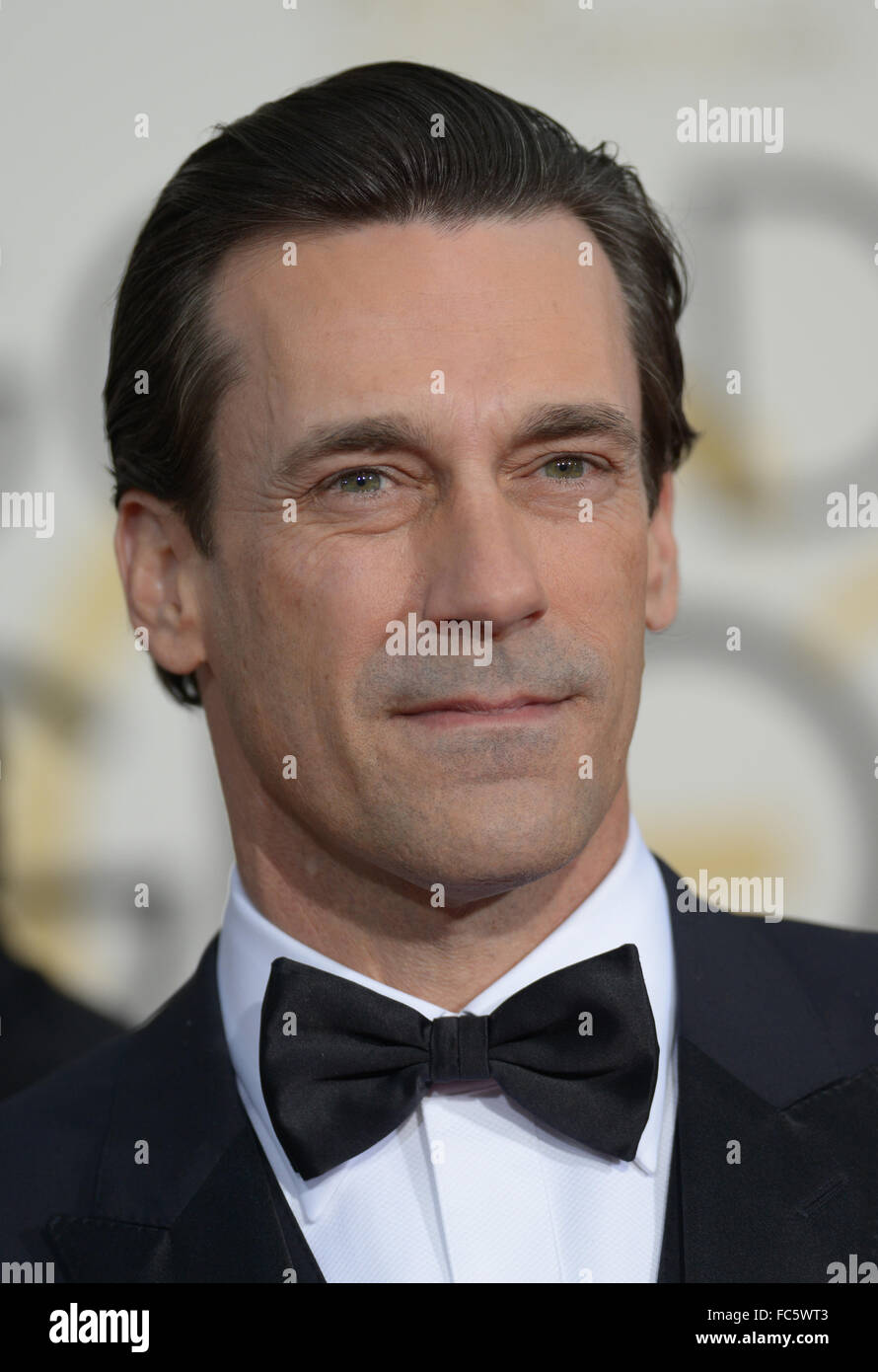 Jon Hamm arrive au Golden Globe Awards. Banque D'Images