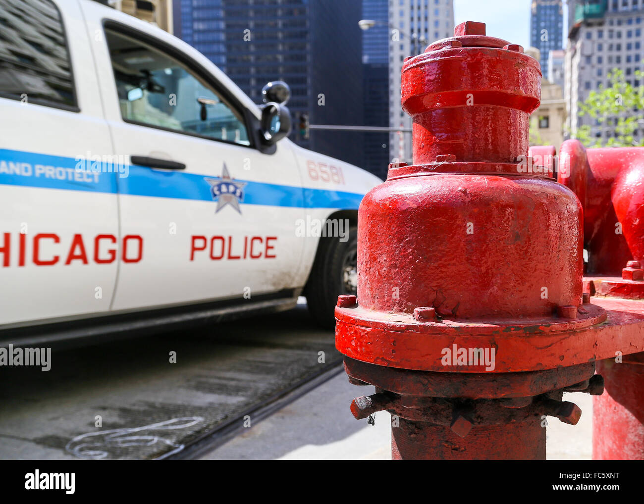 En service de police à Chicago Banque D'Images