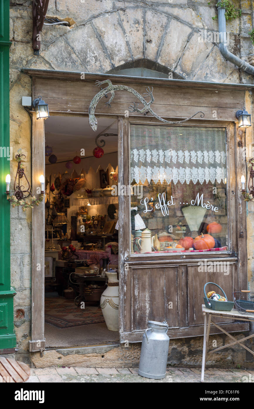 Antiquités et vintage shop, Sarlat-la-caneda, Aquitaine, France Banque D'Images