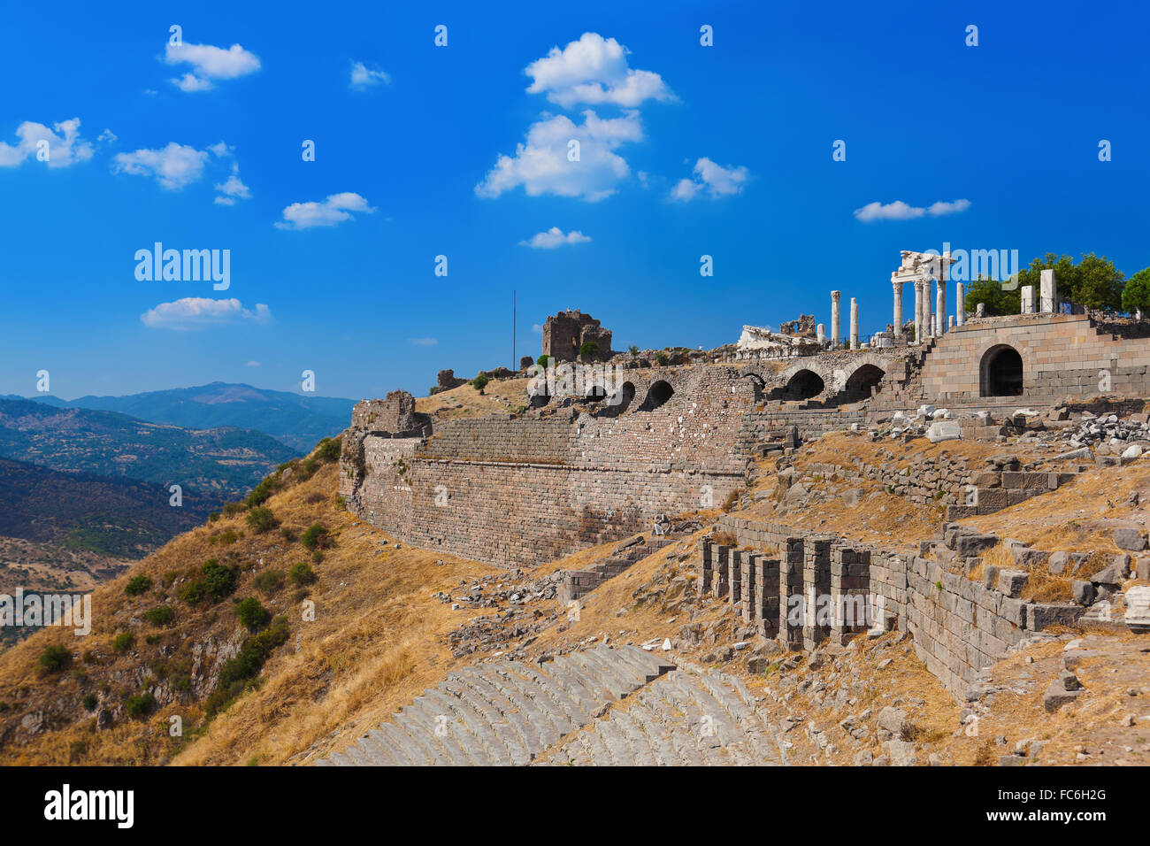 Les ruines dans la ville antique de Pergame en Turquie Banque D'Images
