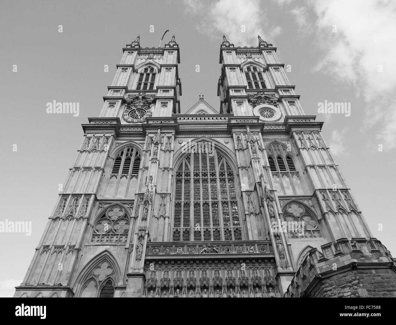 Le noir et blanc de l'abbaye de Westminster à Londres Banque D'Images