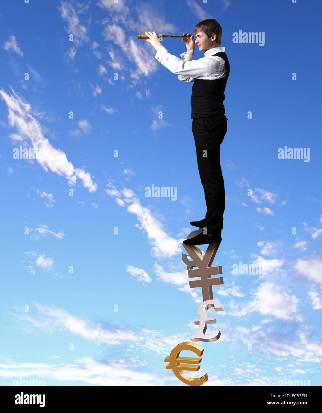 Young businessman standing et à l'avant dans l'avenir Banque D'Images