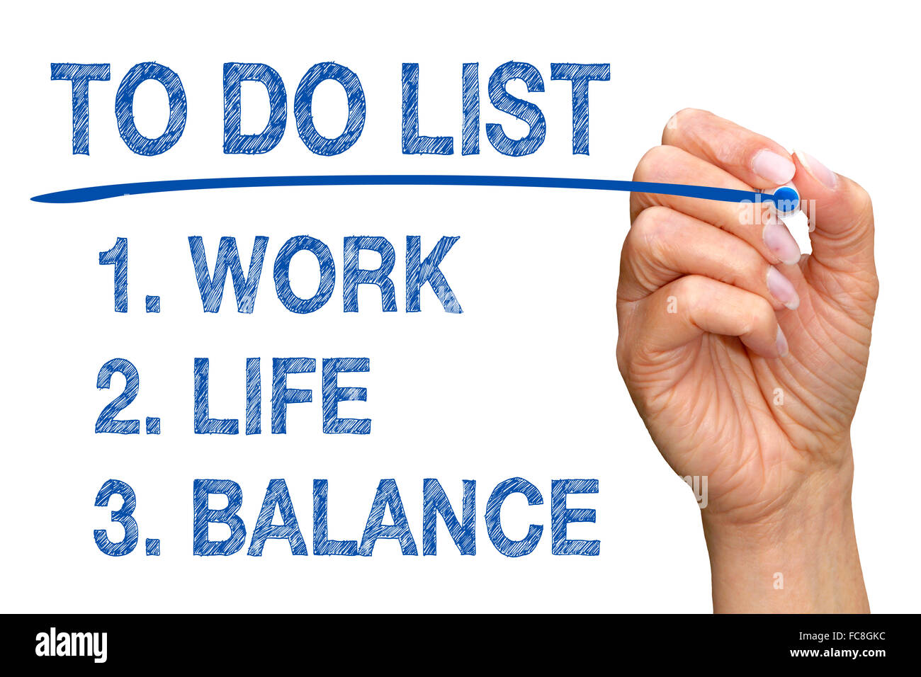 Liste de tâches - le travail, la vie, l'équilibre Banque D'Images