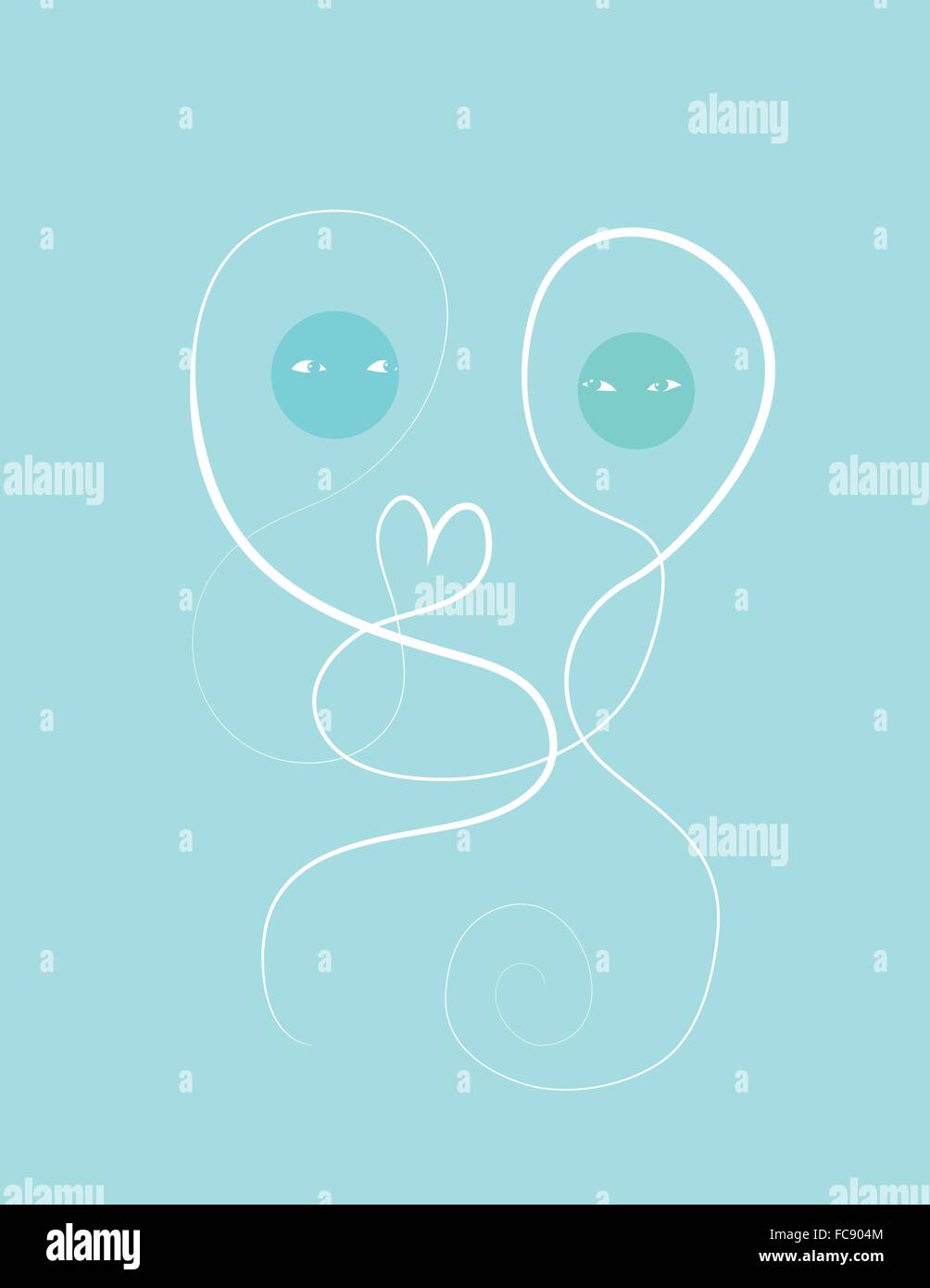 Couple in love, lignes sinueuses Illustration de Vecteur