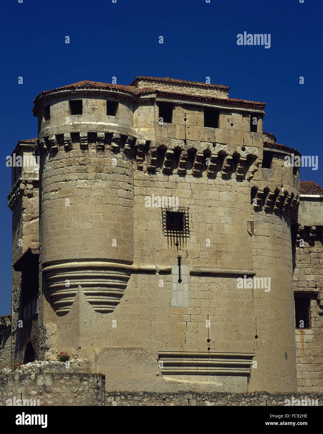 L'Espagne. Castille et Leon. Cuellar. Le Château des Ducs d'Alburquerque ou Cuellar Castle. Des capacités dans différents styles architecturaux entre la 13e et 18e siècle (gothique et Renaissance). Banque D'Images