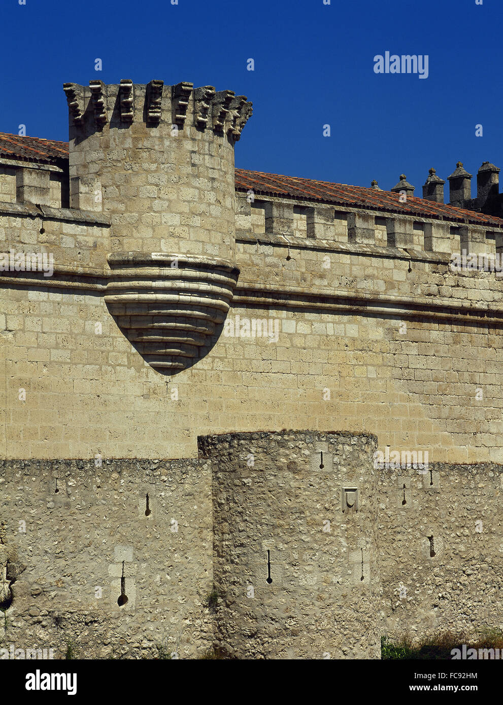 L'Espagne. Castille et Leon. Cuellar. Le Château des Ducs d'Alburquerque ou Cuellar Castle. Des capacités dans différents styles architecturaux entre la 13e et 18e siècle (gothique et Renaissance). Banque D'Images